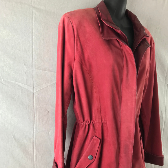 Women's XS Red 100% Soft Leather Jacket Coat - Picture 7 of 8